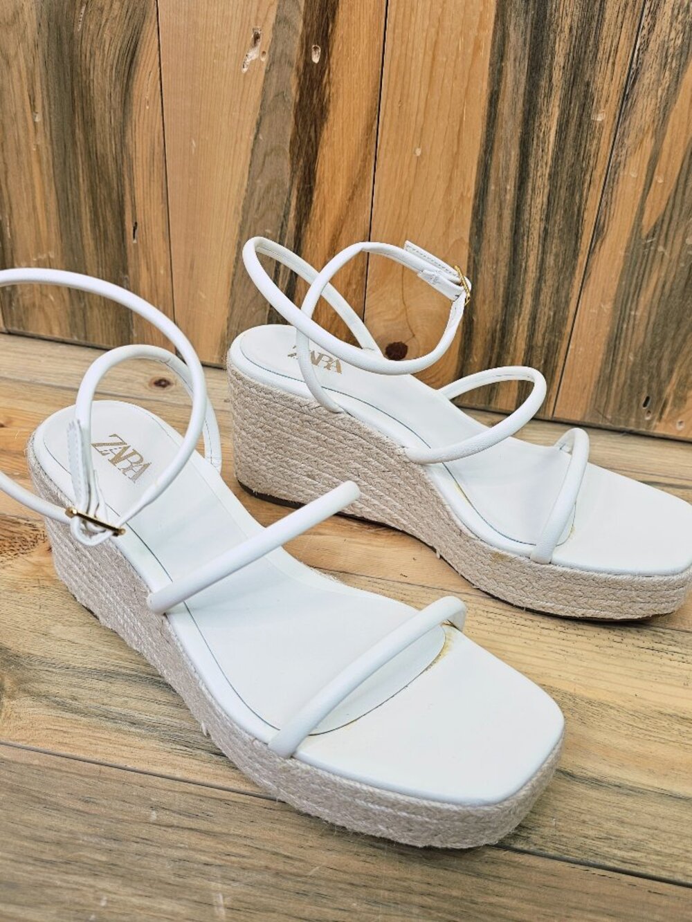 Zara White Cream Espadrille Sandals Size 39/9